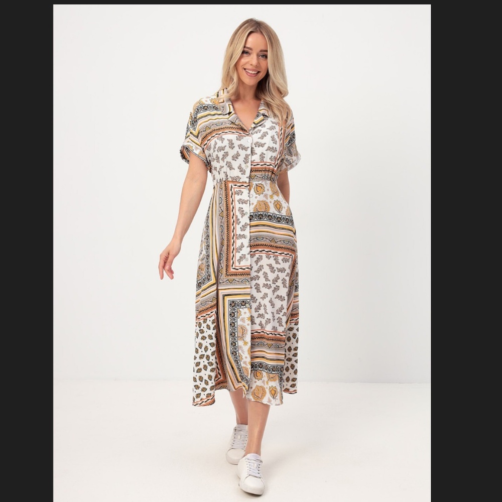 Patchwork midi dress